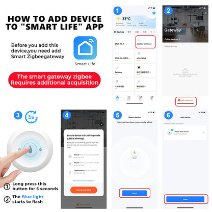 Zigbee Water Leak Detector + App